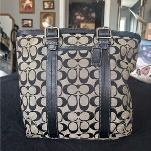 Coach Black and Gray Signature Tote